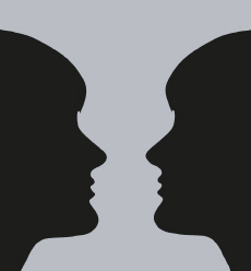 Doppelbild zwei Profile oder eine Vase