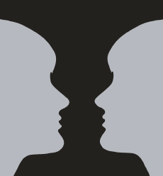 Doppelbild zwei Profile oder Vase
